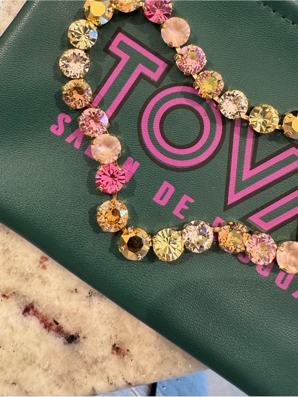 TOVA Oakland Pinkle Antique gold necklace